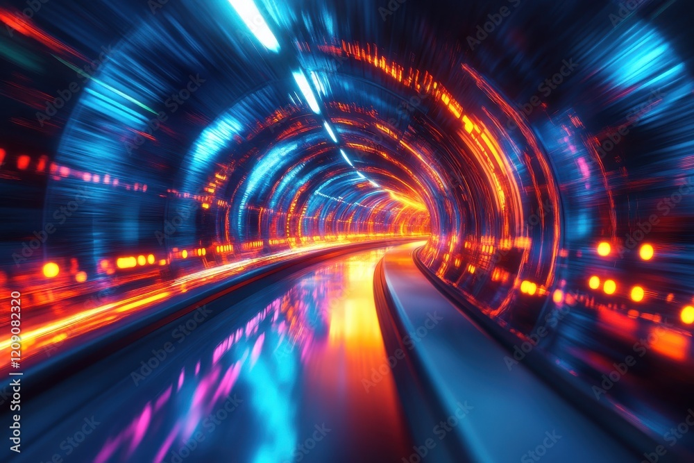 Aufkleber abstract painting with vibrant lights, utilizing vibrant colors and dynamic shapes to enhance depth 