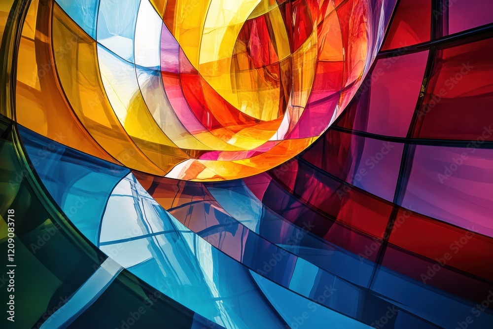 Poster Creative abstract art with vibrant colors, utilizing vibrant colors and dynamic shapes to enhance depth and perspective