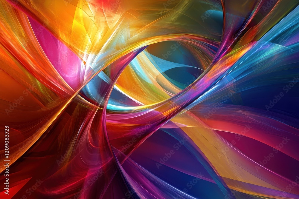Poster Creative abstract art with vibrant colors, utilizing vibrant colors and dynamic shapes to enhance depth and perspective