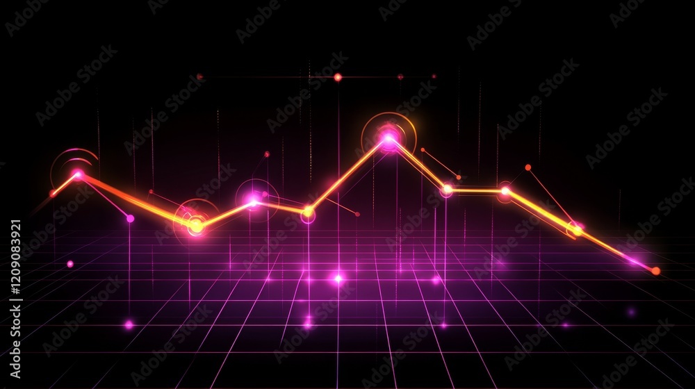 Aufkleber a sleek d line graph with sharp, glowing edges and a steady upward trajectory, set against a futuris
