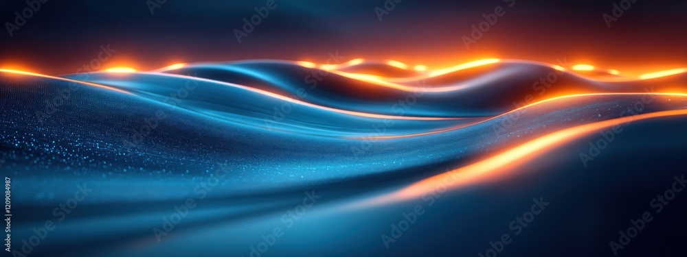 Aufkleber Futuristic Geometric Zigzag Design with Glowing Cyan Lines in Minimalistic Style