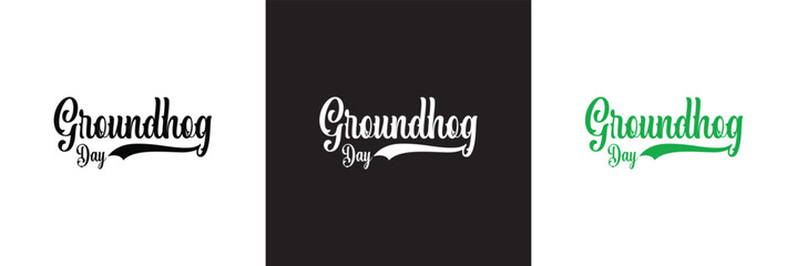 Happy Groundhog Day. Hand drawn lettering text .Spring holiday quote typography design. isolated on white and black background. vector illustration. EPS 10