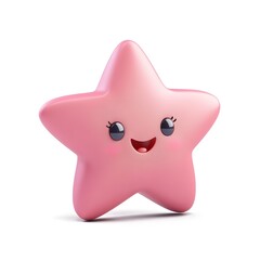 Smiling Pink Star: 3D Model Joyfully Beams