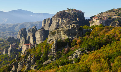 Panorama of Meteora in Greece