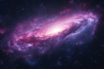 Fototapeta premium Spiral galaxy with purple and pink hues.