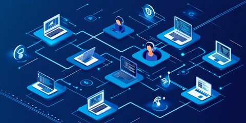 Communication support, call center and customer service help desk. VOIP headset for customer service support (call center) concept, Generative AI