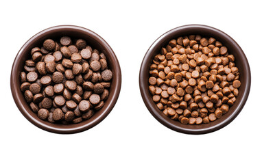 Fototapeta premium Kibble and canned dog food on transparent or white background