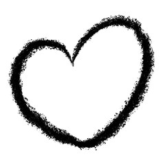 黒色のハートの手書き風のイラスト
