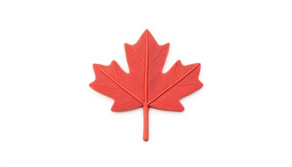 Vibrant red maple leaf isolated on a clean background, emphasizing its unique shape and texture