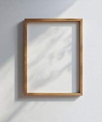 Minimalist Artwork Empty Frame on White Wall Natural Light Soft Shadows Tranquility