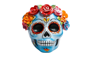 La Calavera Catrina Face Shot on transparent or white background