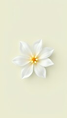 Fototapeta premium Simple White Flower Minimalist Botanical Illustration on Pastel Background