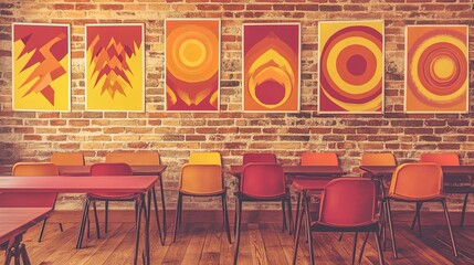 empowering young minds: a classroom of children creating inspiring posters on kindness and equality for a vibrant sports interior