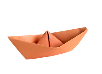 Red paper boat on transparent background