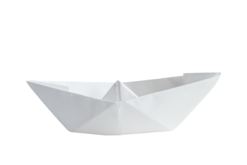 White paper boat on transparent background