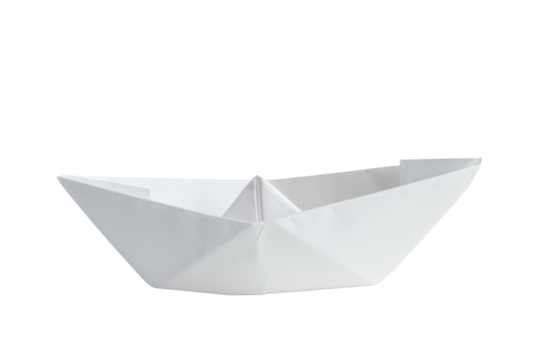 White paper boat on transparent background