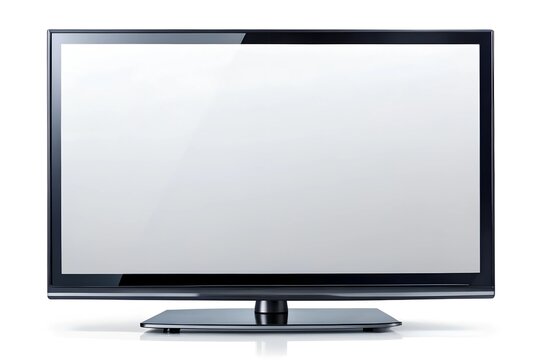 modern television blank screen on white background