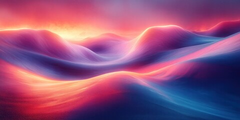 Futuristic Abstract Landscape with Vibrant Geometric Shapes and Glowing Lights