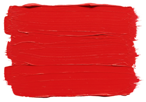 Thick brushstroke of bright red paint in a horizontal pattern, isolated on a white background - Powered by Adobe