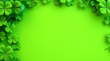 St Patrick's Day background with green clove, copy space background
