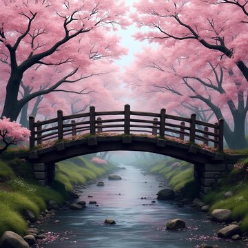 paisaje floreciente de cerezos en flor