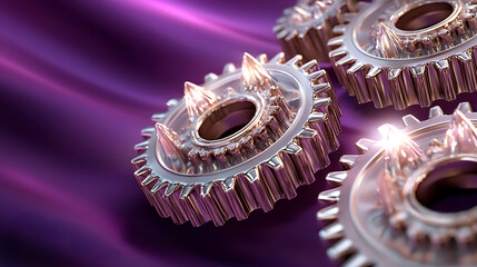 Interlocking Metallic Gears Precision Engineering Rose Gold Cogwheels Abstract Machinery