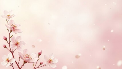 Delicate Pink Blossoms on Branch with Soft Blurred Background, Perfect for Springtime Designs and Feminine Themes