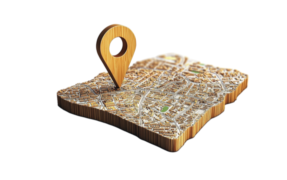 Map 3d render on transparent or white background
