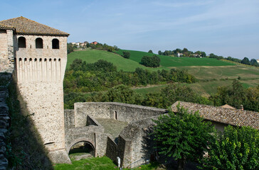 Obraz premium Torrechiara castle. Ancient medieval fortress near Parma. Italy