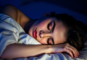 Obraz premium Relaxed sleeping woman on a soft blanket
