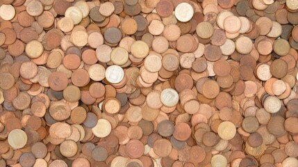 Pile of Copper and Silver Coins Close Up Texture