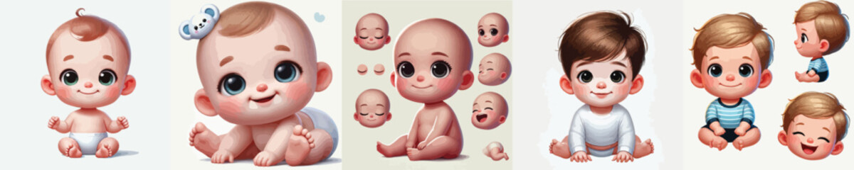 vector collection of cute babies smiling sweetly