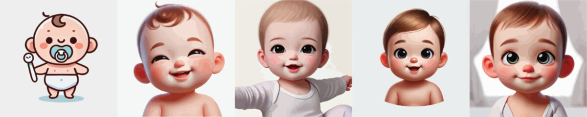 vector collection of cute babies smiling sweetly