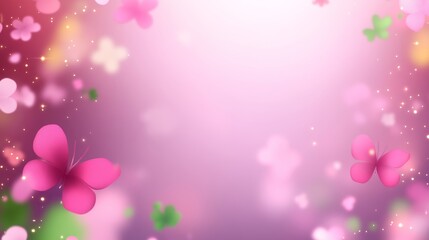 Pink Butterflies and Flowers Springtime Fantasy