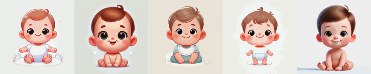 vector collection of cute babies smiling sweetly