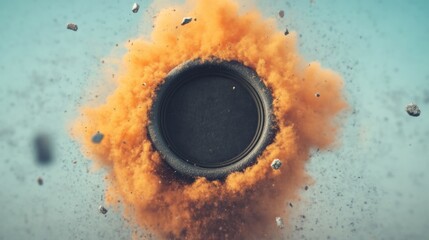 High-energy sound effects erupt from an advanced speaker system, creating an explosive and immersive auditory experience for the audience