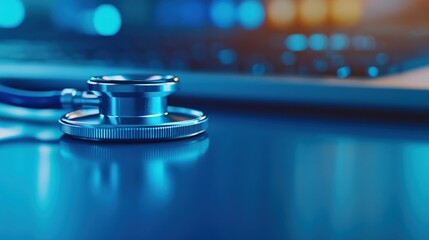 Digital Healthcare: Stethoscope and Laptop Reflecting the Future of Medicine