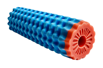 Foam roller designed for muscle recovery and self-myofascial release isolated on transparent background