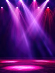 Theater stage light background with spotlight illuminated the stage. Empty stage with bright colors backdrop decoration. Entertainment show. 