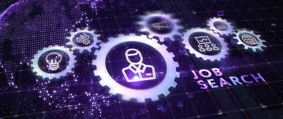 Business, Technology, Internet and network concept. Job Search human resources recruitment career. 3d illustration