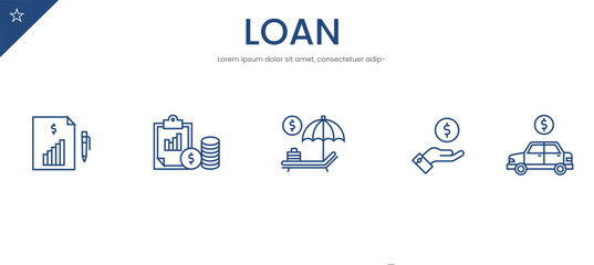 Loan icons set. financial, loan-icon, credit-icon, loan-application, banking.