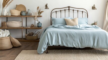 A clean and bright vintage bedroom melding simplicity and nostalgia