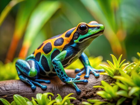 Vibrant Ameerega Ingeri poison dart frog, a jewel of Colombia's Amazon rainforest.
