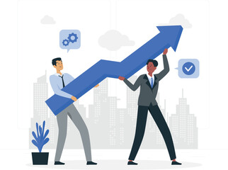 business man struggle illustration concept art 