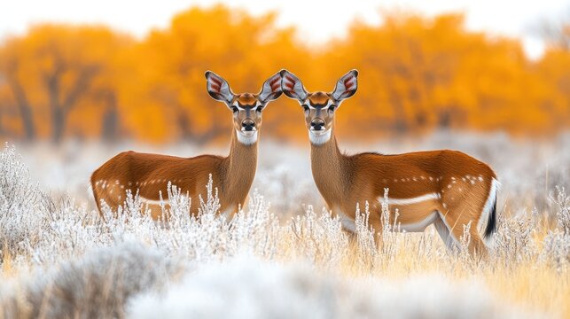 Impala pair, savanna grassland, autumn foliage, wildlife viewing