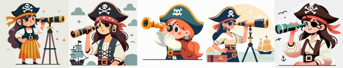 cute cartoon pirate vector