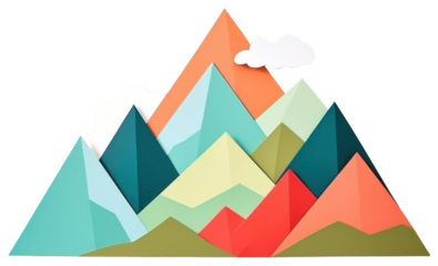 PNG Mountain origami paper art.