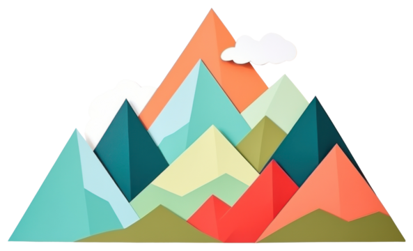 PNG Mountain origami paper art.