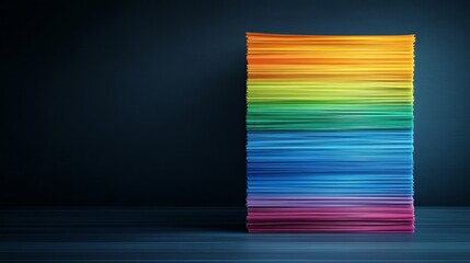 Naklejka premium Rainbow Stacked Papers on Dark Background