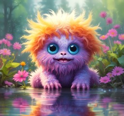 Obraz premium Illustration of fluffy and cute small monster.
